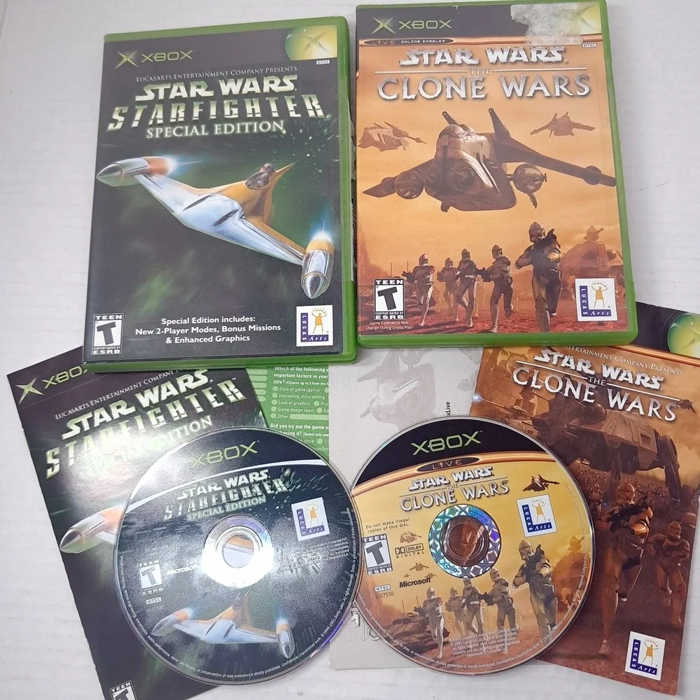 Xbox Star Wars Starfighter‎ Special Edition & Clone Wars Live enabled w/ manual